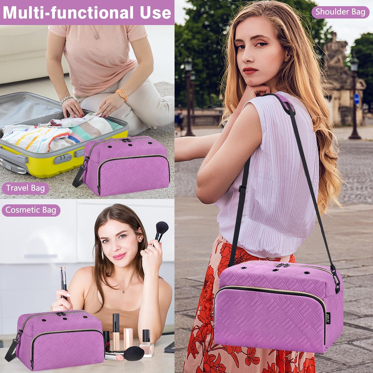 IBFUN Crochet Yarn Knitting Bag 2 Pcs Yarn Storage Organizer Crocheting Bags for Beginners with Shoulder Strap for Knit Accessories Needles Hooks