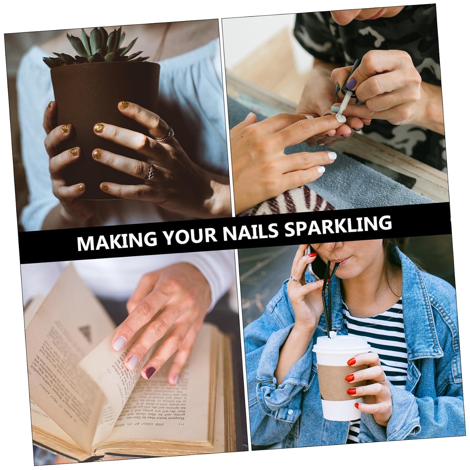 Nail Beauty Filling Tools 2 Boxes of Strips Grids Fruit Charms Diy Nail Decor Kit