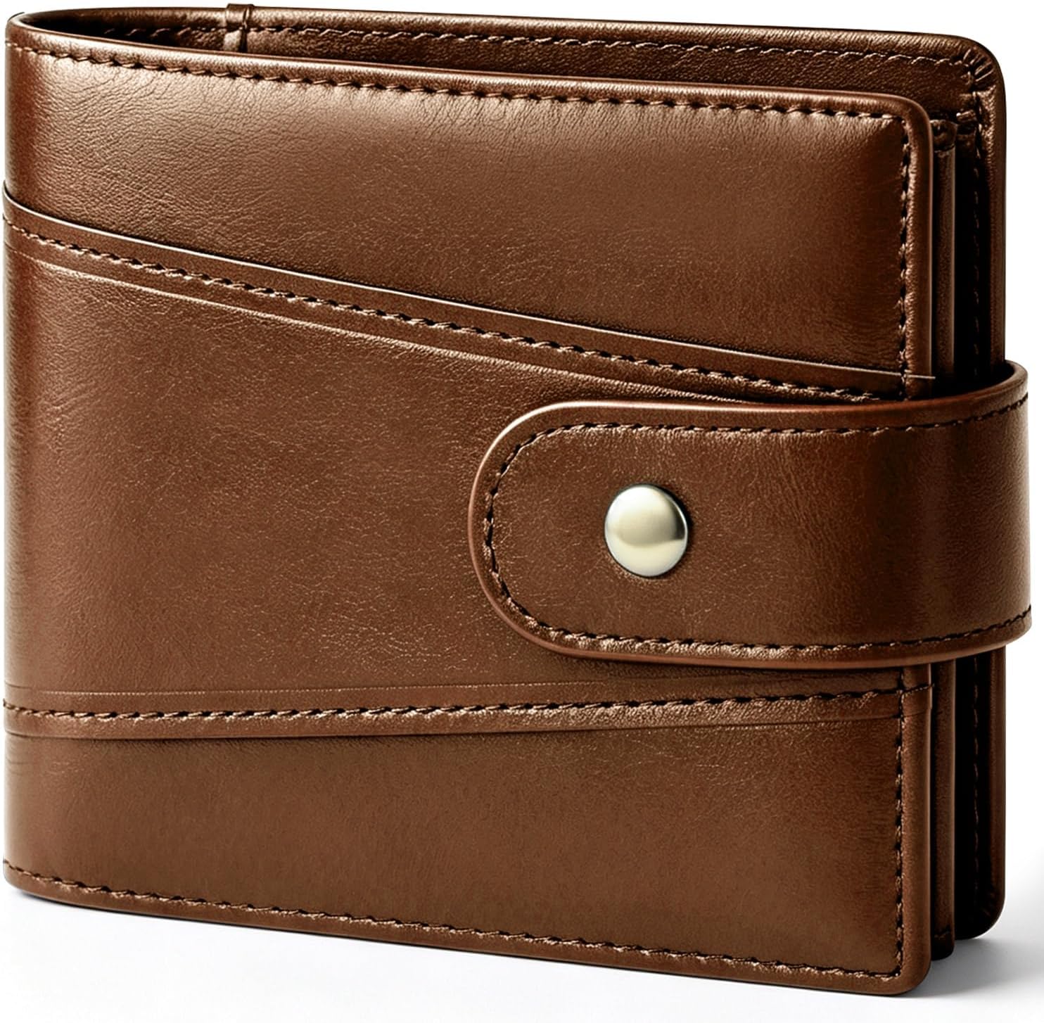 Men's Wallets Cowhide Leather Multi-Functional RFID Blocking Wallet with 17 Credit Card Slots, 2 Banknote Compartments, 2 ID Windows, 1 Coin Pocket Dark Brown