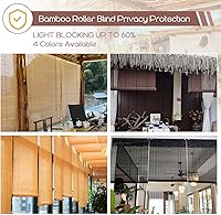 Vista 5 de Persianas enrollables de bambú de 42 x 40 pulgadas (42.1 x 40.2 in), persianas enrollables de bambú para ventanas, porche, balcón, persianas