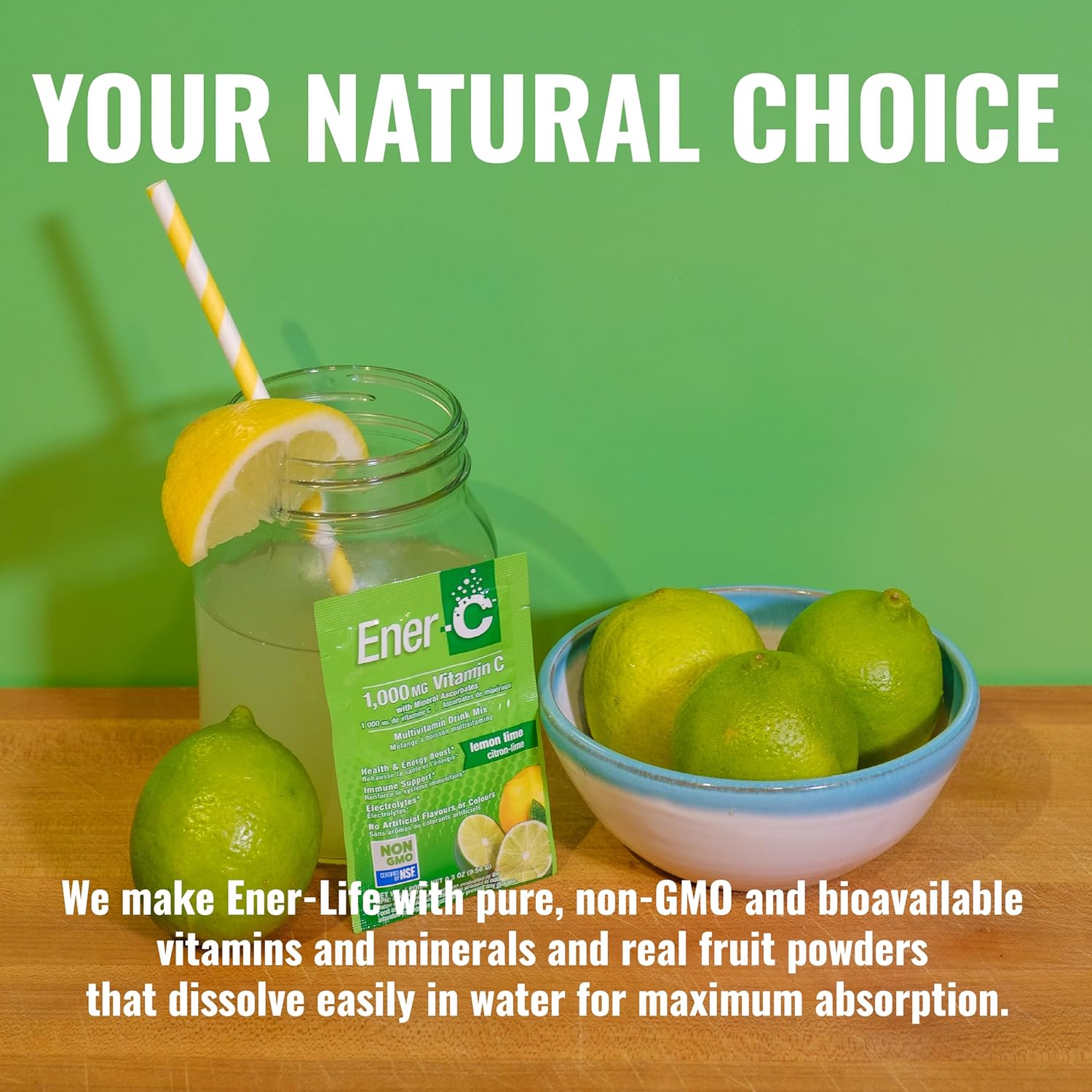 Ener-C Multivitamin Drink Mix - Vitamin Packets for Water, Electrolytes Powder Packets, Vitamin Drink Mix, Hydration Liquid Mix, Immune Booster for Adults, Healthy Energy - Lemon Lime, 30 Count