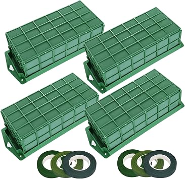mwellewm 4 Pcs Floral Foam Cage for Fresh and Artificial Flowers Foam Supports for Floral Arrangements Dry and Wet Rectangle Flower Cage Holders for Fresh Flowers, Wedding, Home Garden Decorations