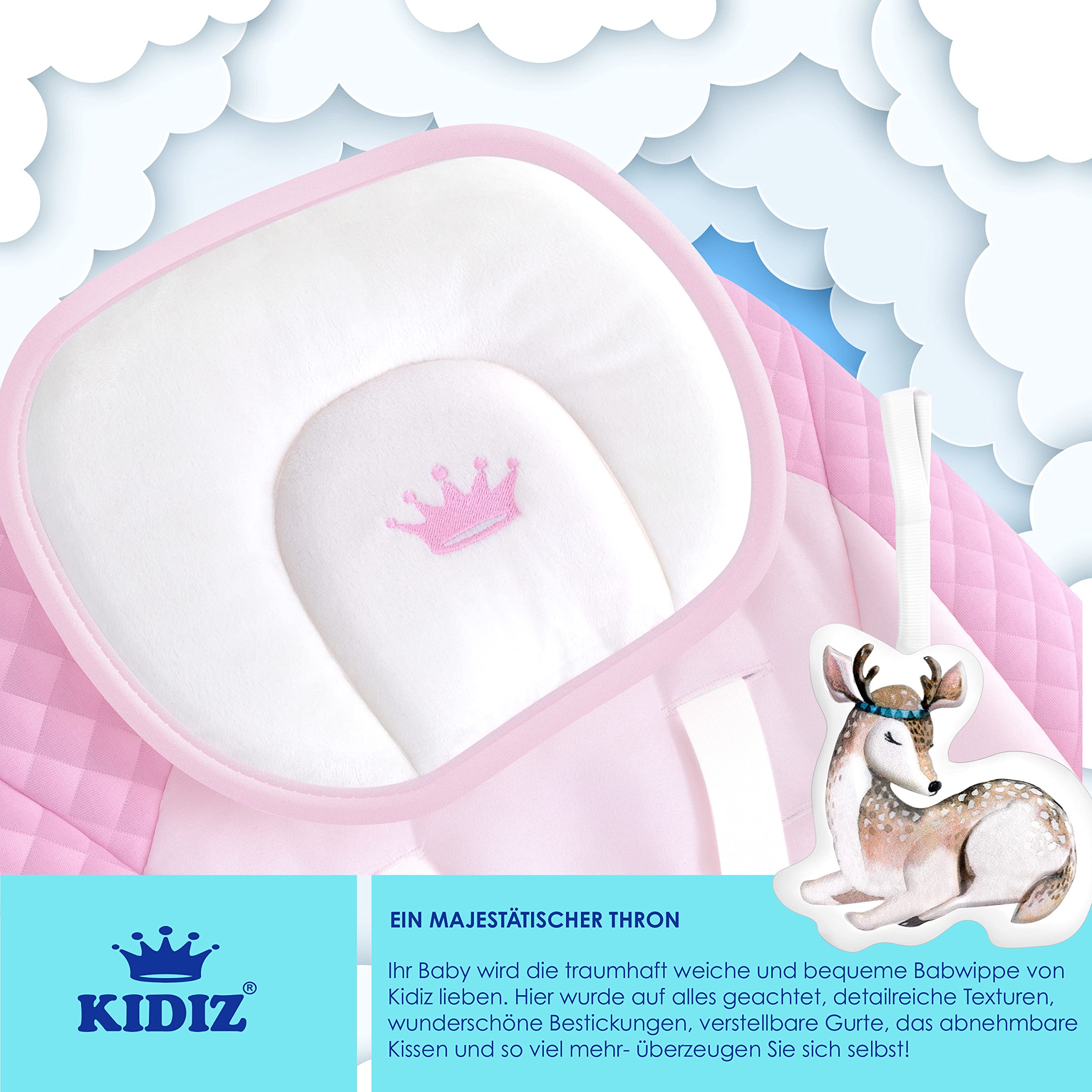 KIDIZ® Dondolo con 5 impostazioni di velocità Dondolo pieghevole Seggiolone con giochi ad arco giocattoli 5 suoni musicali per bambini da 1 mese
