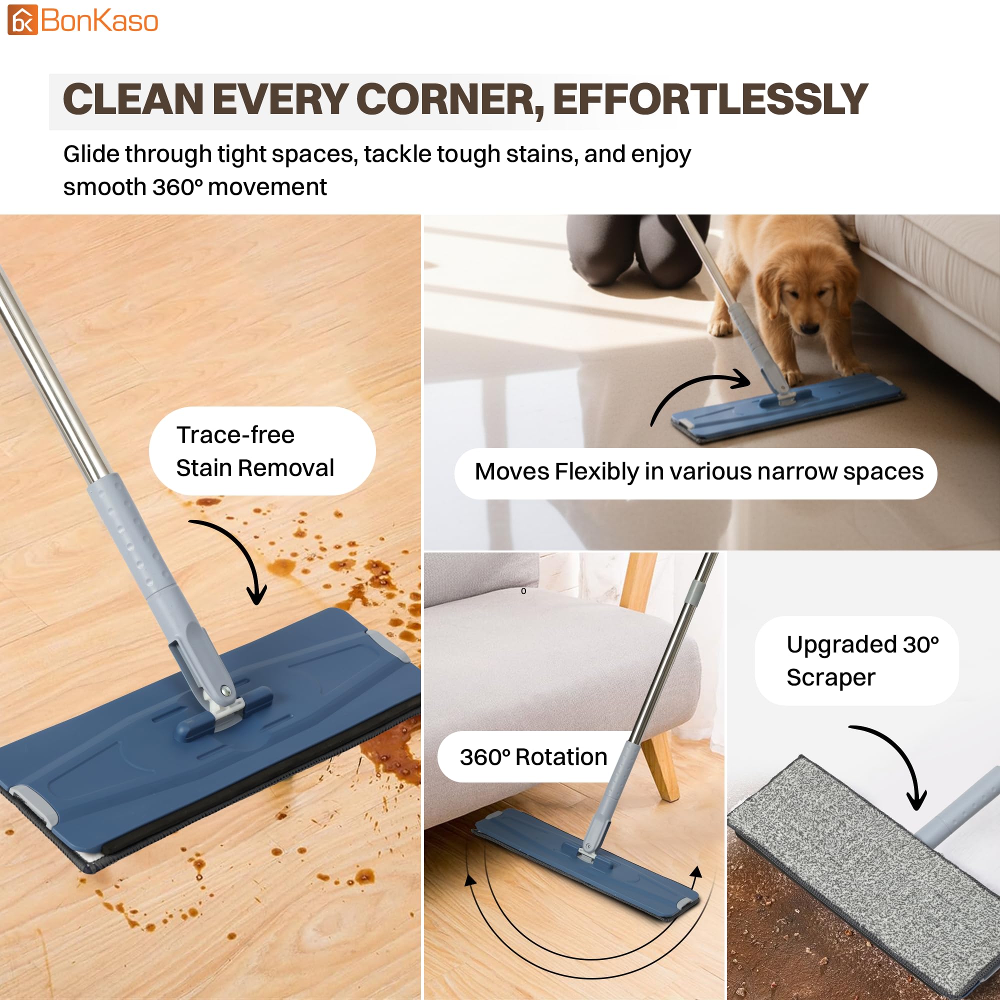 BonKaso Telescopic Mop & Bucket Set - Hands-Free Cleaning -5