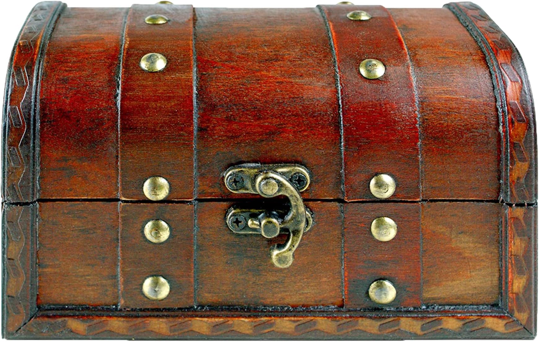 Brynnberg - Pirate Treasure Chest Storage Box - Ligero Alexa 17x10x10cm - Durable Wooden Treasure Chest with Lock - Unique Handmade Decorative Wood Storage Box - Vintage Wood Chest Box - The Best Gift