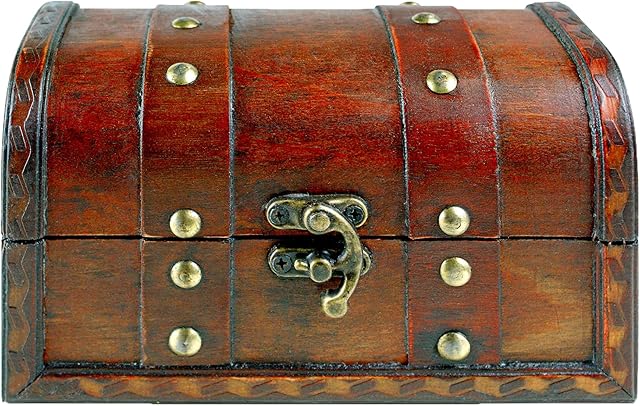 BRYNNBERG | Pirate Treasure Chest - Vintage Storage Box - Wooden Trunk Storage Box - Unique, Handmade Design - Striking Decorative Element | Best Gift | Ligero Alexa 17x10x10cm