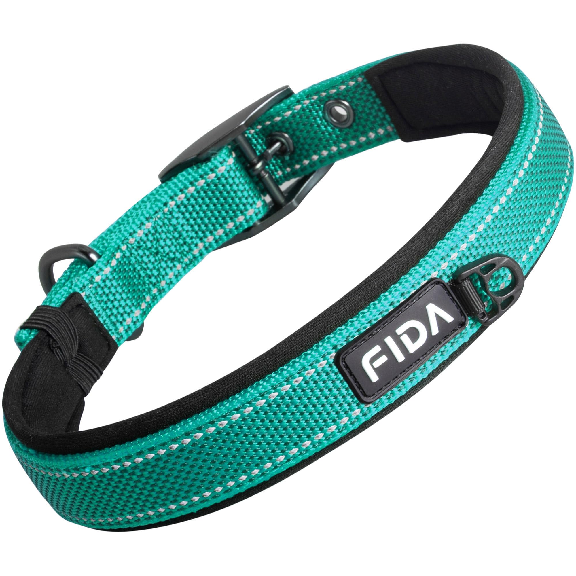Fida Padded Dog Collar, Metal Belt Buckle Dog Collar for Small Dogs, Teal