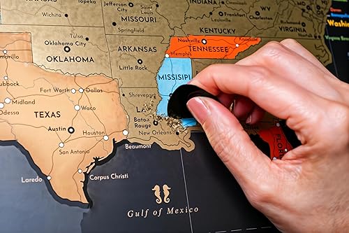 Miniatura 3 de Dos mapas para rascar mapa del mundo de 17 x 24 pulgadas + mapa de Estados Unidos - Pósteres de viaje de lujo - Países coloridos, Estados de EE.UU.