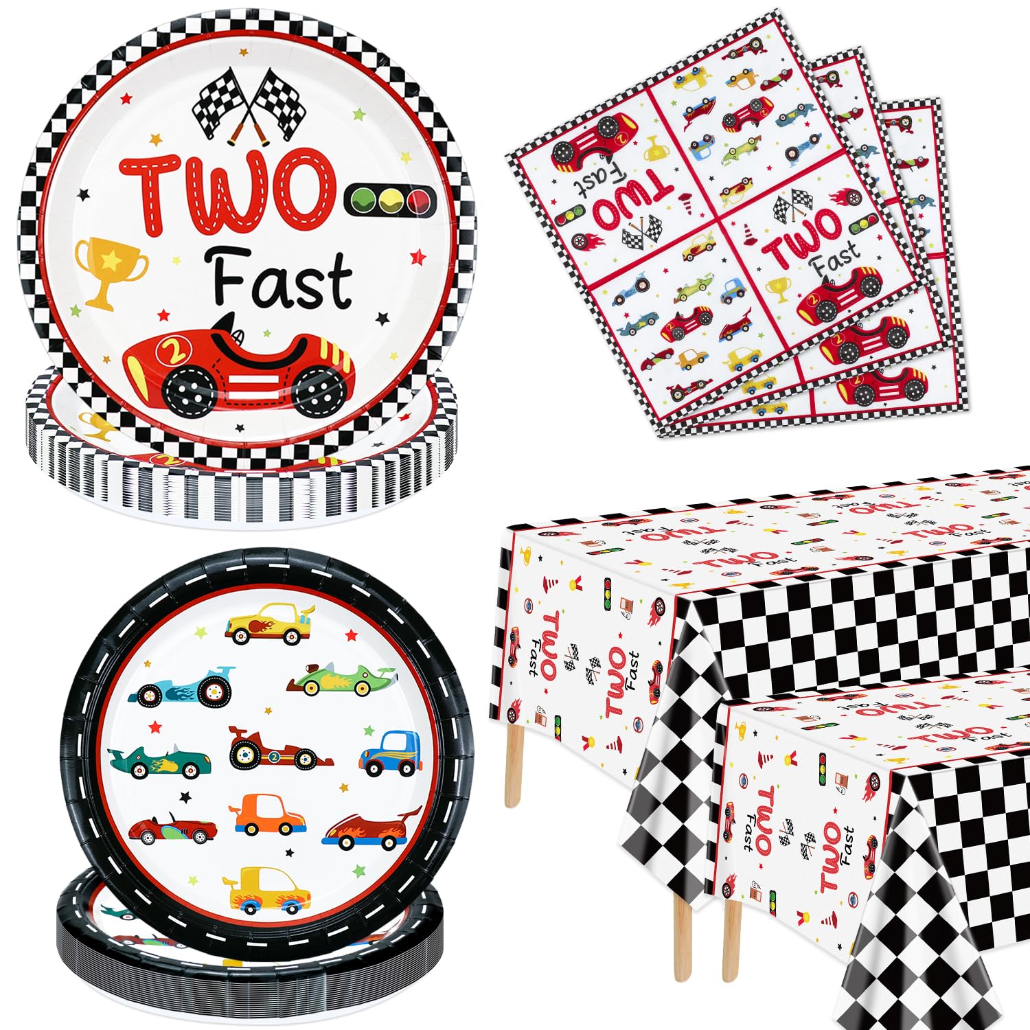 Koboko 20 Stück Racing Car Servietten 2. Geburtstag, 33x33cm Cars Geburtstagsdeko 2 Jahre Junge Papierservietten, Servietten Two Fast Geburtstag Deko 2 Jahre, Rennauto Geburtstagsservietten Tischdeko