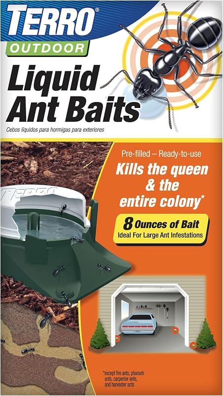 TERRO T1804SR Outdoor Ready-to-Use Liquid Ant Bait Killer and Trap - Kills Common Household Ants - 8 Bait Stations | Ready-to-Use Ant Killer Traps, Kills Common Household Ants Including Acrobat, Crazy, Ghost and Little Black Ants, T1804SR