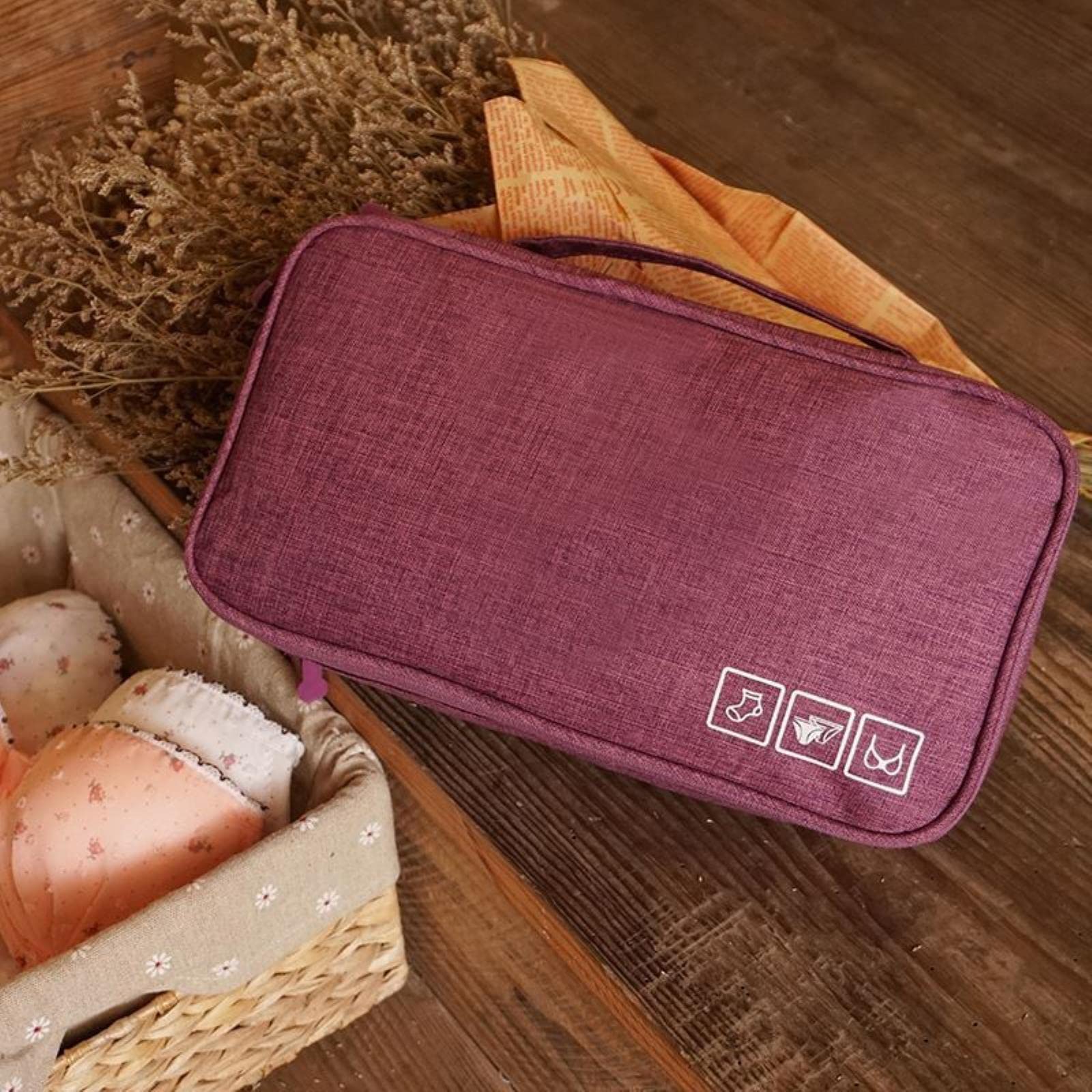 1 Pezzo Borsa portaoggetti per Biancheria Intima Reggiseno da Viaggio Organizer Donna Uomo Calzini Cosmetici Custodia per Vestiti Oggetti per Articoli Accessori-B Borsa Beige