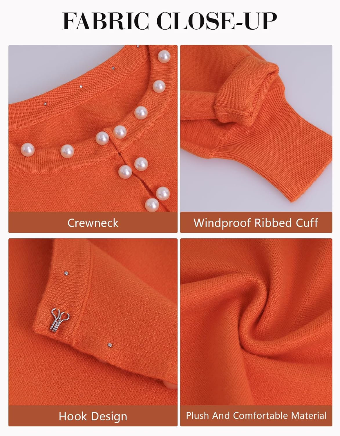 Kedera Womens Casual Pearl Cardigan 2025 Spring Elegant Embellished Long Sleeve Oversized Knit Sweater - Image 5