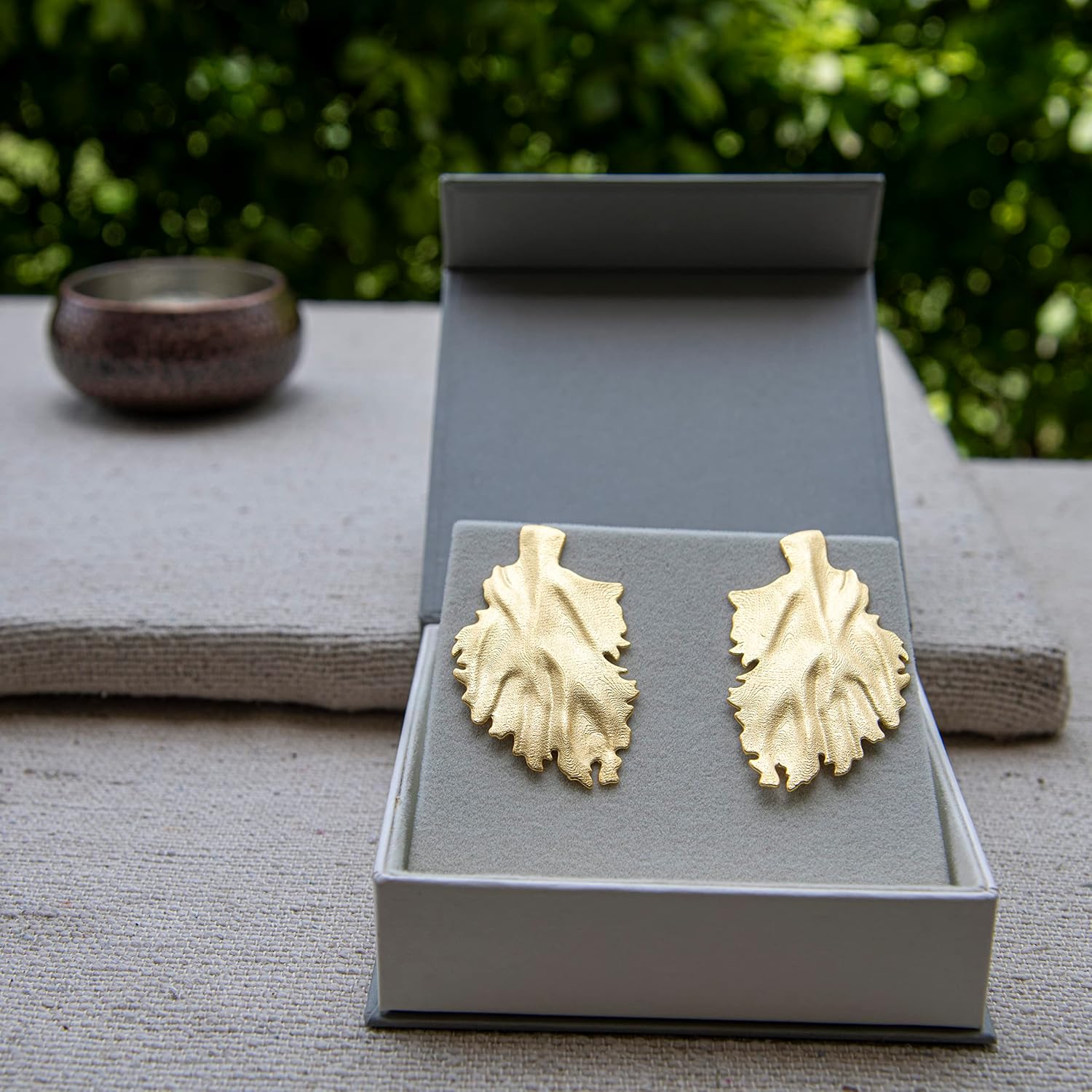 DeKulture Handcrafted Golden Leaf Flash Gold Plated Stud Earring for Women