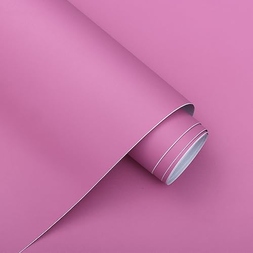 Papel tapiz de 15.7 x 197 pulgadas, color rosa, para despegar y pegar, papel adhesivo para armarios, papel tapiz autoadhesivo extraíble para