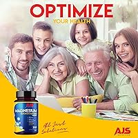 Vista 4 de AJS Glicinato de magnesio 400 mg, 246 tabletas de glicinato de magnesio, sin gluten, suplementos sin OMG, suplemento dietético de magnesio