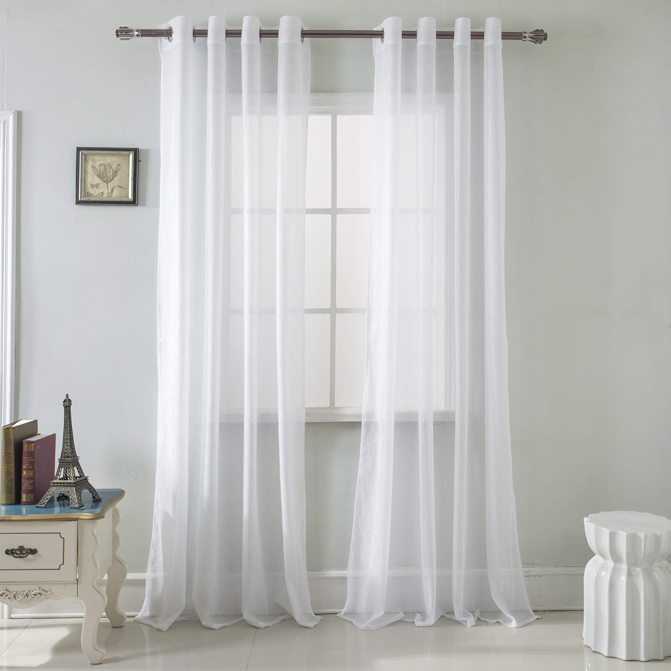 White Spyder Lace 54 x 90 in. Grommet Single Curtain Panel