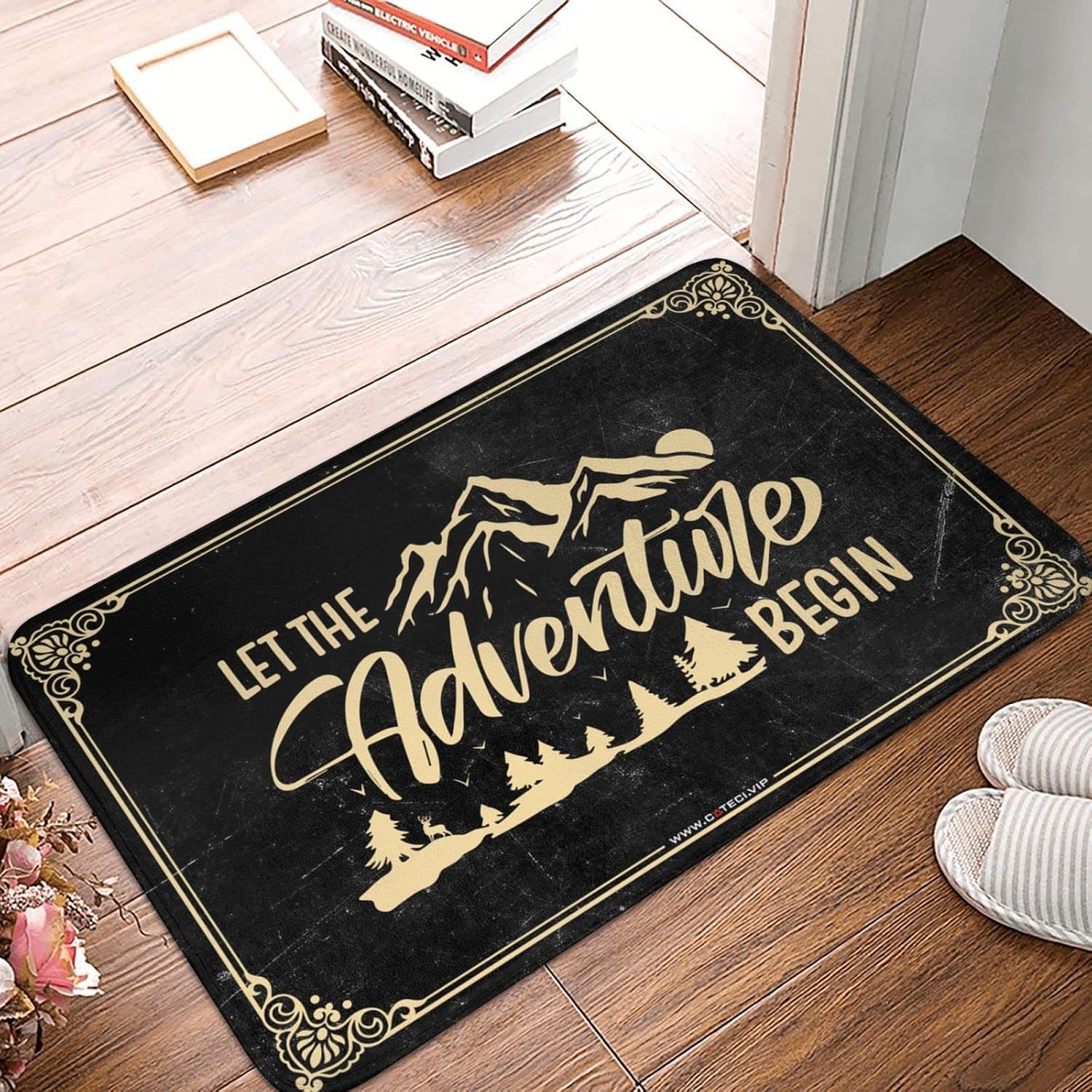 Small Door Mat Let The Adventure Begin Rug Indoor Mats for Front Door Entry Fall Rugs Outdoor(50X80CM)