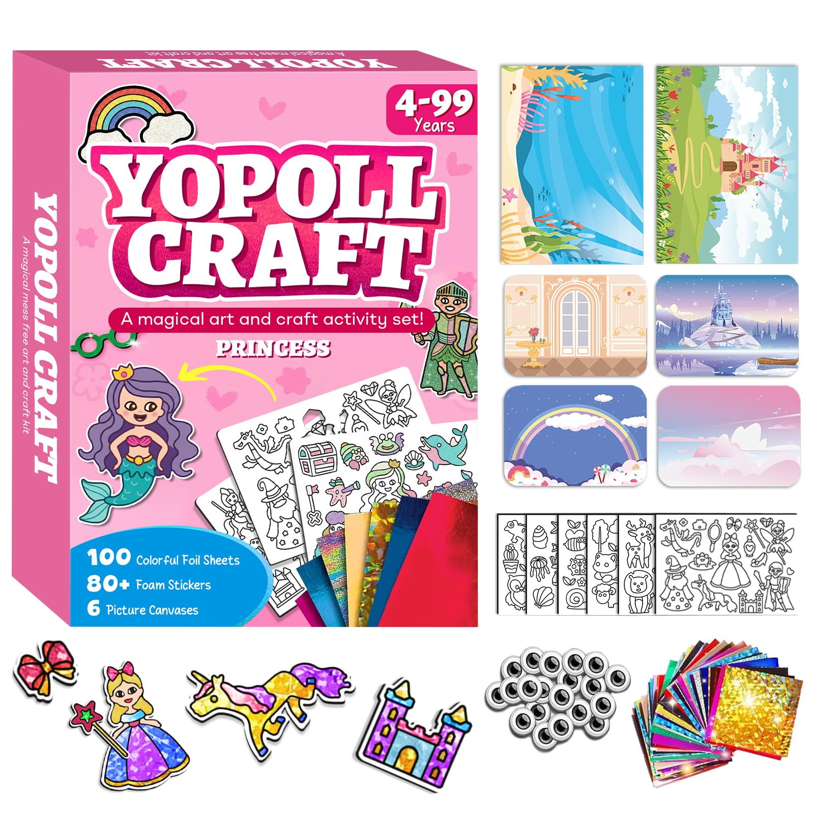 FUNNYB&G Foil Art Kids Kunst & Craft Activiteit: Creatief Reisspeelgoed, Knutselset kinderen | Cadeau Meisjes 4 5 6 7 8 9 jaar