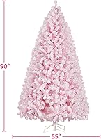 Vista 136 de Yaheetech Árbol de Navidad artificial preiluminado de 4.5 pies con luces blancas cálidas incandescentes, árbol de Navidad preiluminado completo