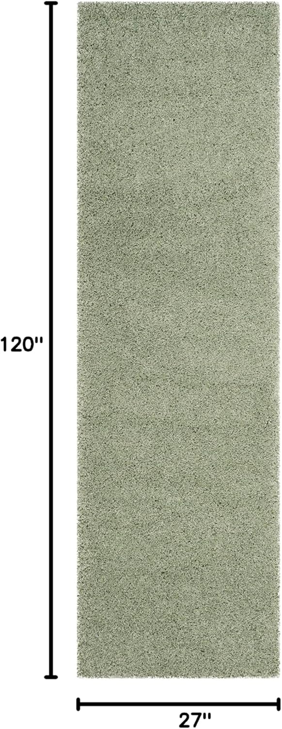 SAFAVIEH Laguna Shag Collection Runner Rug - 2'3" x 10', Light Sage, Solid Design, Non-Shedding & Easy Care, 2-inch Thick Ideal for High Traffic Areas in Living Room, Bedroom (SGL303V)