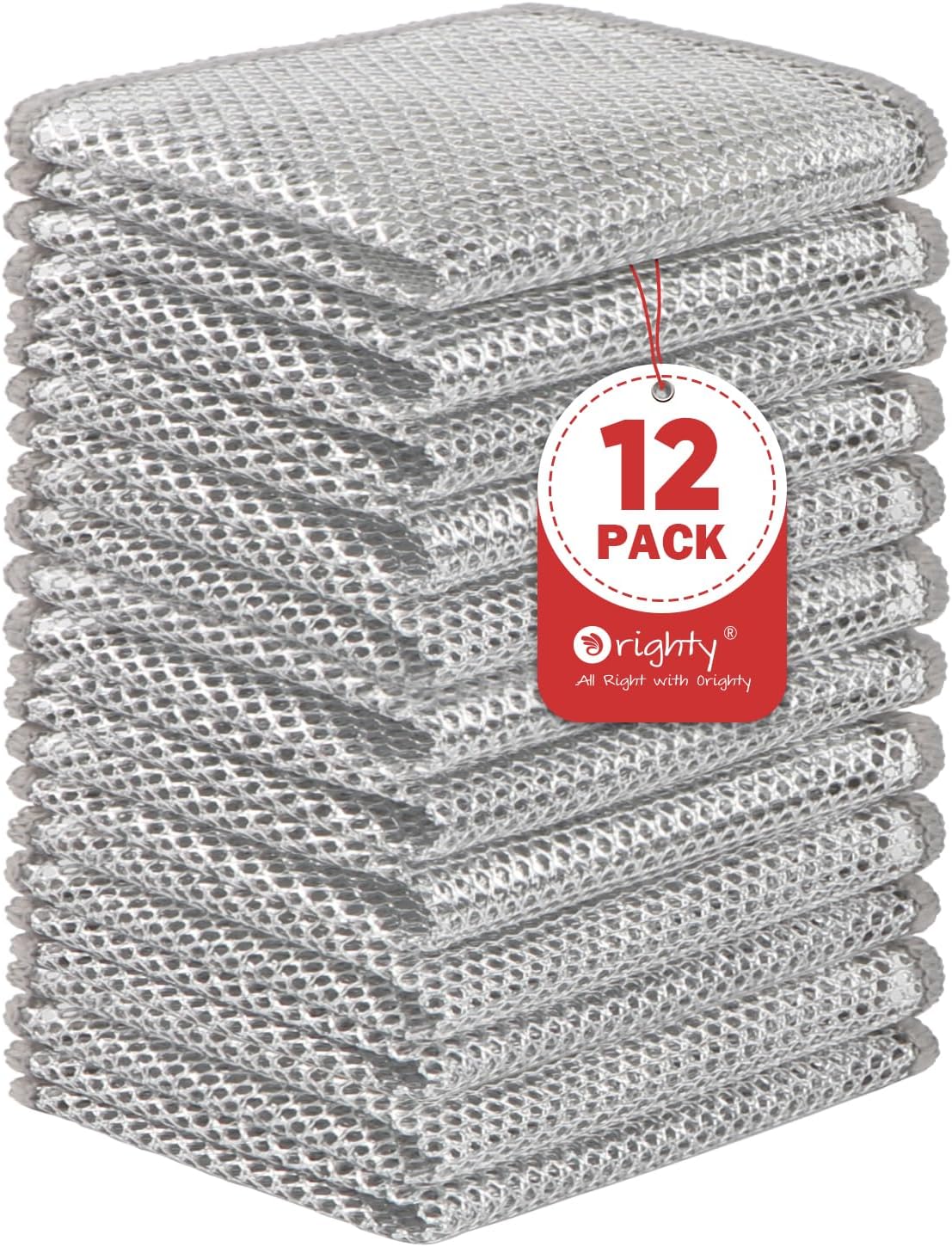 Orighty 12 Pcs Multipurpose Wire Dishwashing Rag, Non-Scratch Wire Dish Cleaning Cloths for Wet and Dry, Reusable Steel Scrubber for Kitchen, Powerful Dishcloth Rag for Cookware, Dish, Stove-7″x8″ Orighty 12 Pcs Multipurpose Wire Dishwashing Rag, Non-Scratch Wire Dish Cleaning Cloths for Wet and Dry, Reusable Steel Scrubber for Kitchen, Powerful Dishcloth Rag for Cookware, Dish, Stove-7″x8″