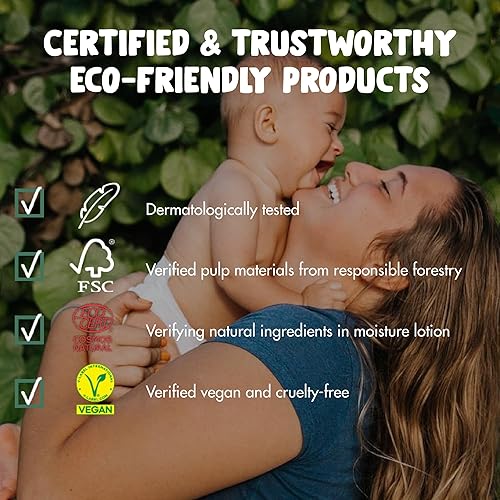 Miniatura 5 de Naty Toallitas compostables XXL para bebé, sin perfume, 100% a base de plantas, sin plástico, sin fragancia, hipoalergénicas para pieles sensibles y