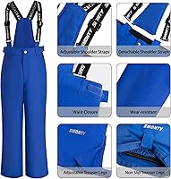 Vista 3 de Conjunto de traje de nieve para niñas, chaqueta de esquí de invierno y pantalones con capucha, resistente al viento, impermeable, cálido