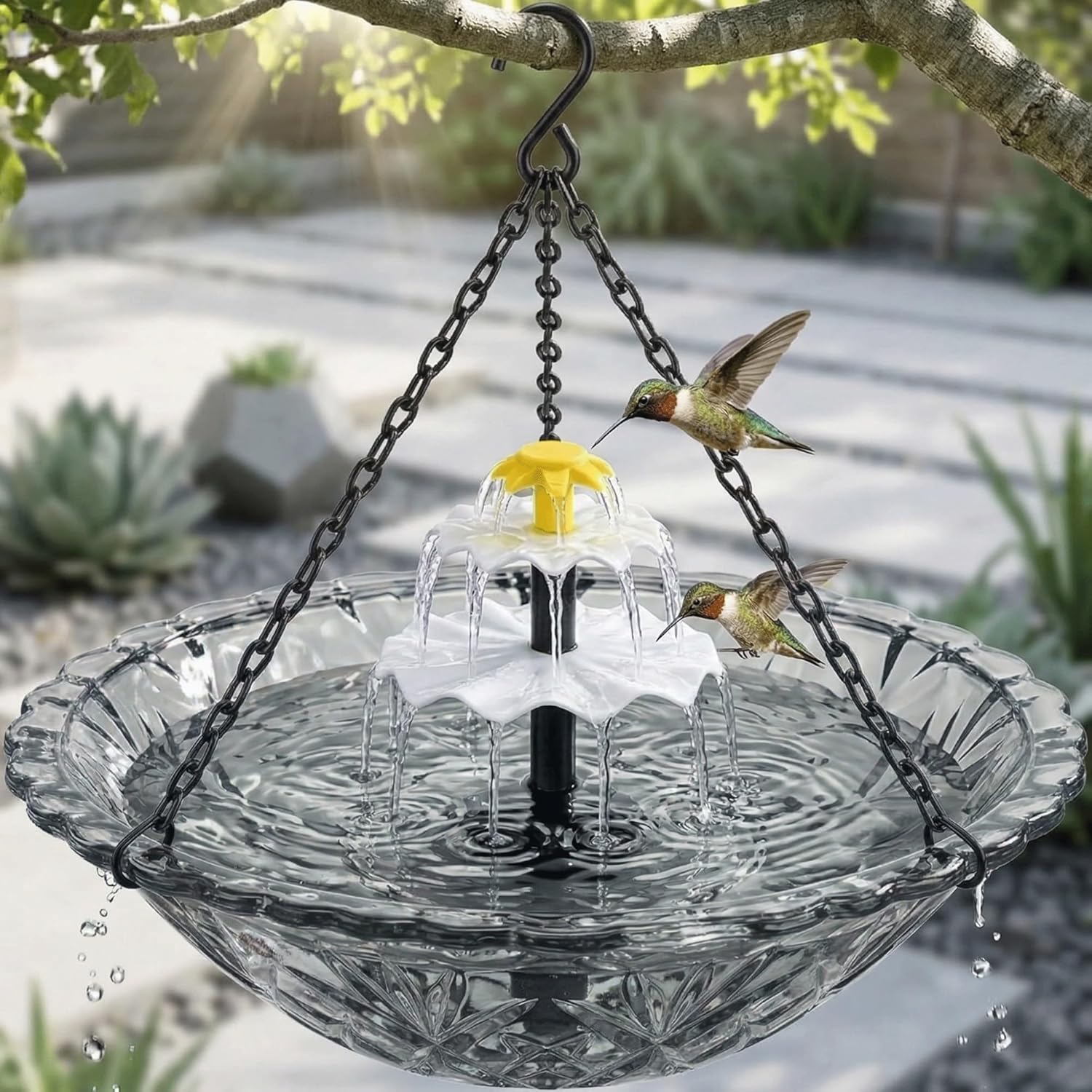 Generic Solar Cascade Hanging Bird Bath Fountain Fountain for Bird Bath Dynamic Landscape Enhances Garden Vitality Hummingbird Friendly Simple Installation Bowl Decorative Yard Patio(Gray)