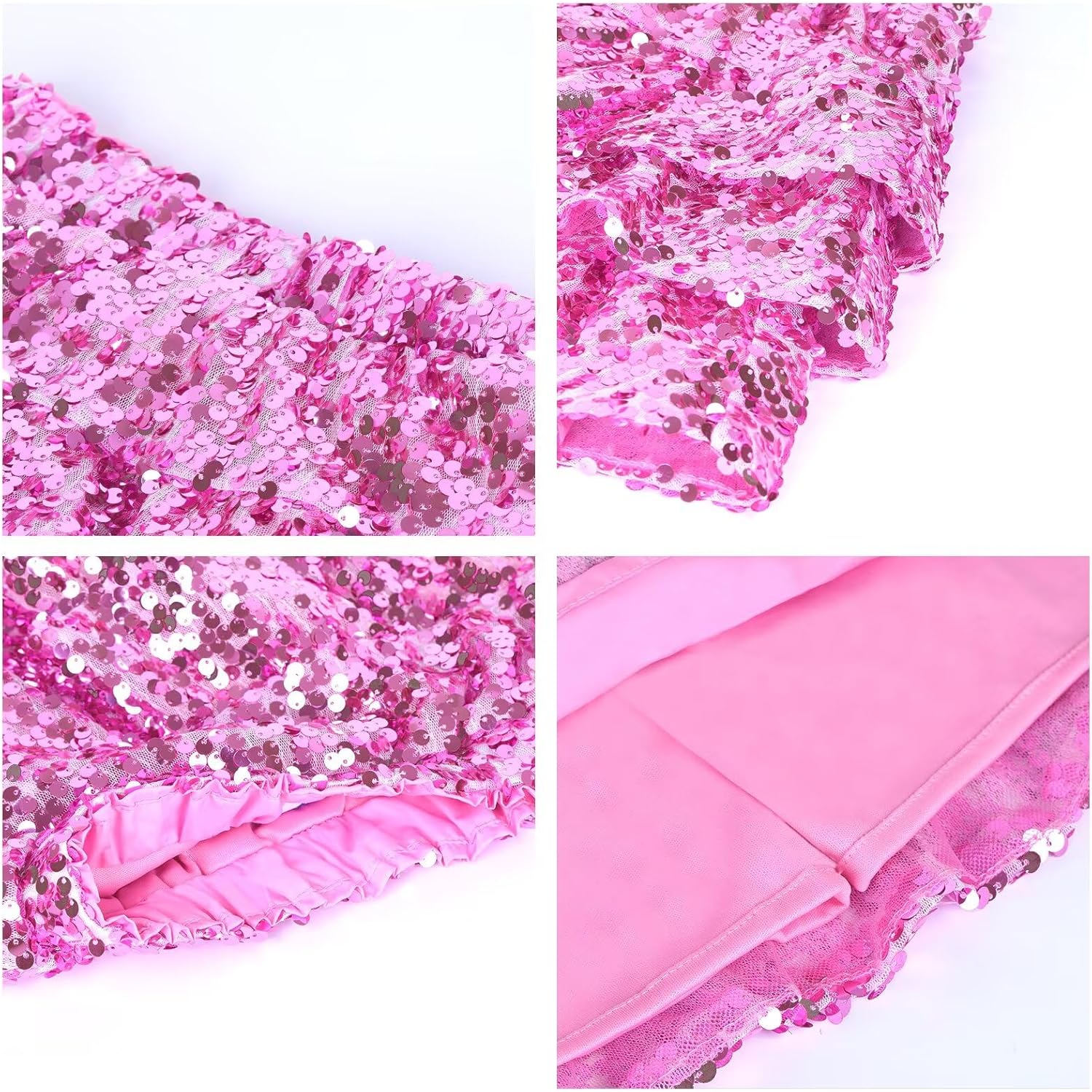 WELAKEN Sparkle Sequin Skirt for Girls Kids Elastic Waist Three Layer Ruffle Skirt - Image 5