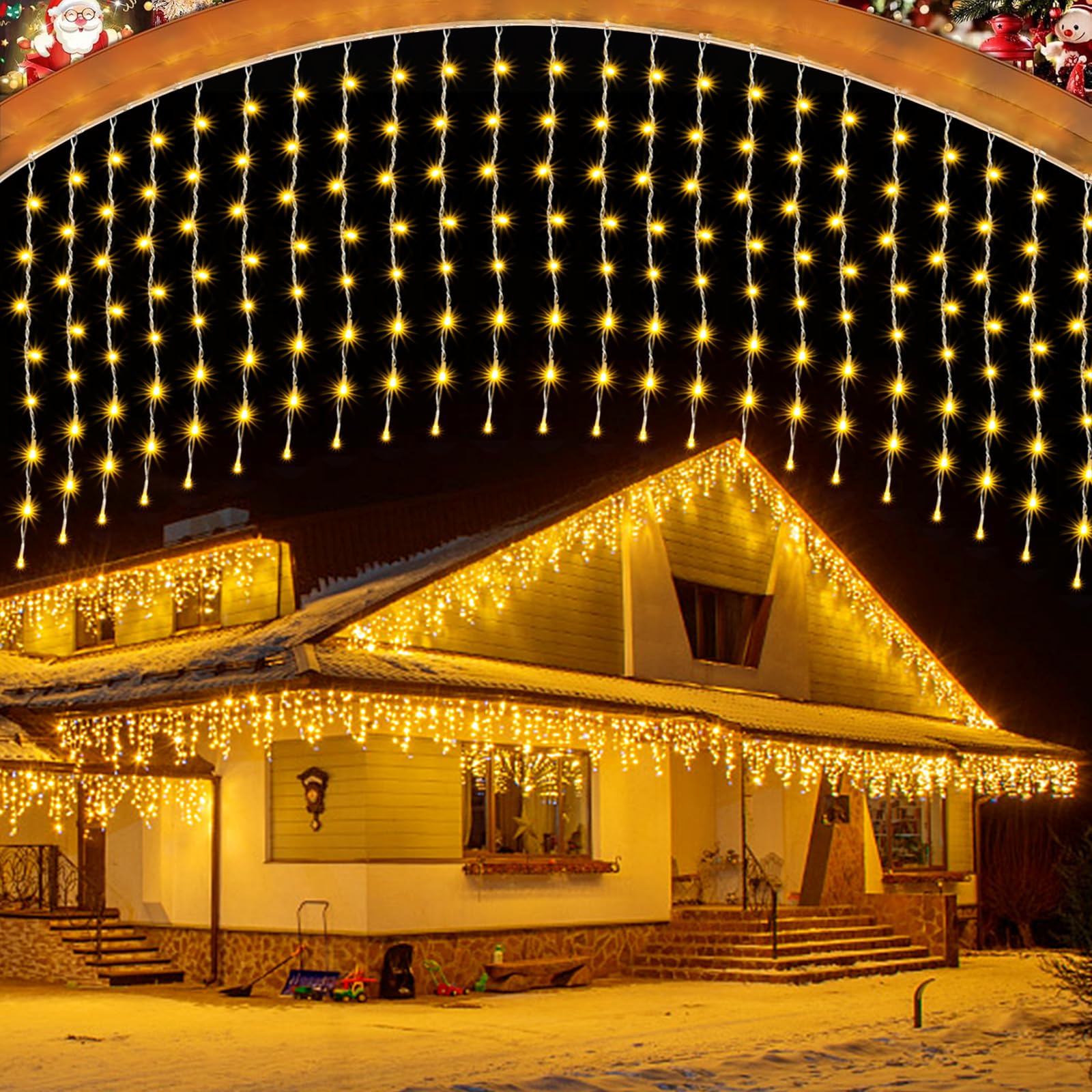 JIMACRO 5M/16.4FT Icicle Christmas Lights, 32pcs Icicle Fairy Lights