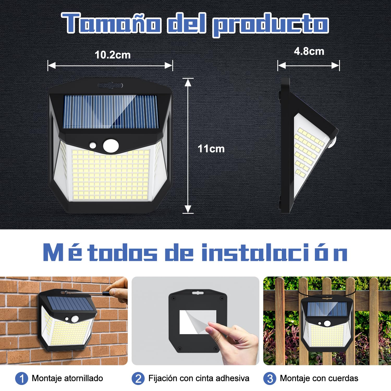 Solar Luz LED Exterior Movimiento - 248 LED Luces Solares 6 Paquete IP65 Impermeable Sensor de Movimiento 270° Foco Solar Exteriores Lampara Aplique Solares Potente para con Iluminacion Terraza jardín