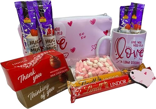 Pandok Mug Gift Set - All You Need Is Love with Hot Chocolate and Lindt Treats