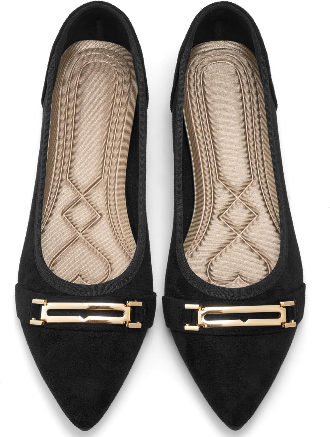 Ecetana Flats for Women Pointed Toe Ballet Flats Comfortable Suede Slip on Dressy Shoes for Work Business Casual Travel