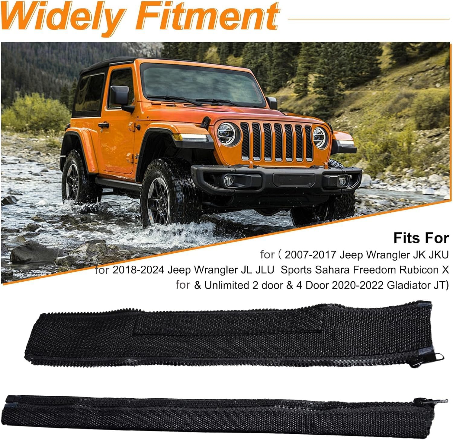 Door Limiting Straps with Wire Harness Protection, Fits 2007-2018 Jeep Wrangler JK JKU 2 Door & 4 Door, Durable Interior Accessories for Door Protection, Black