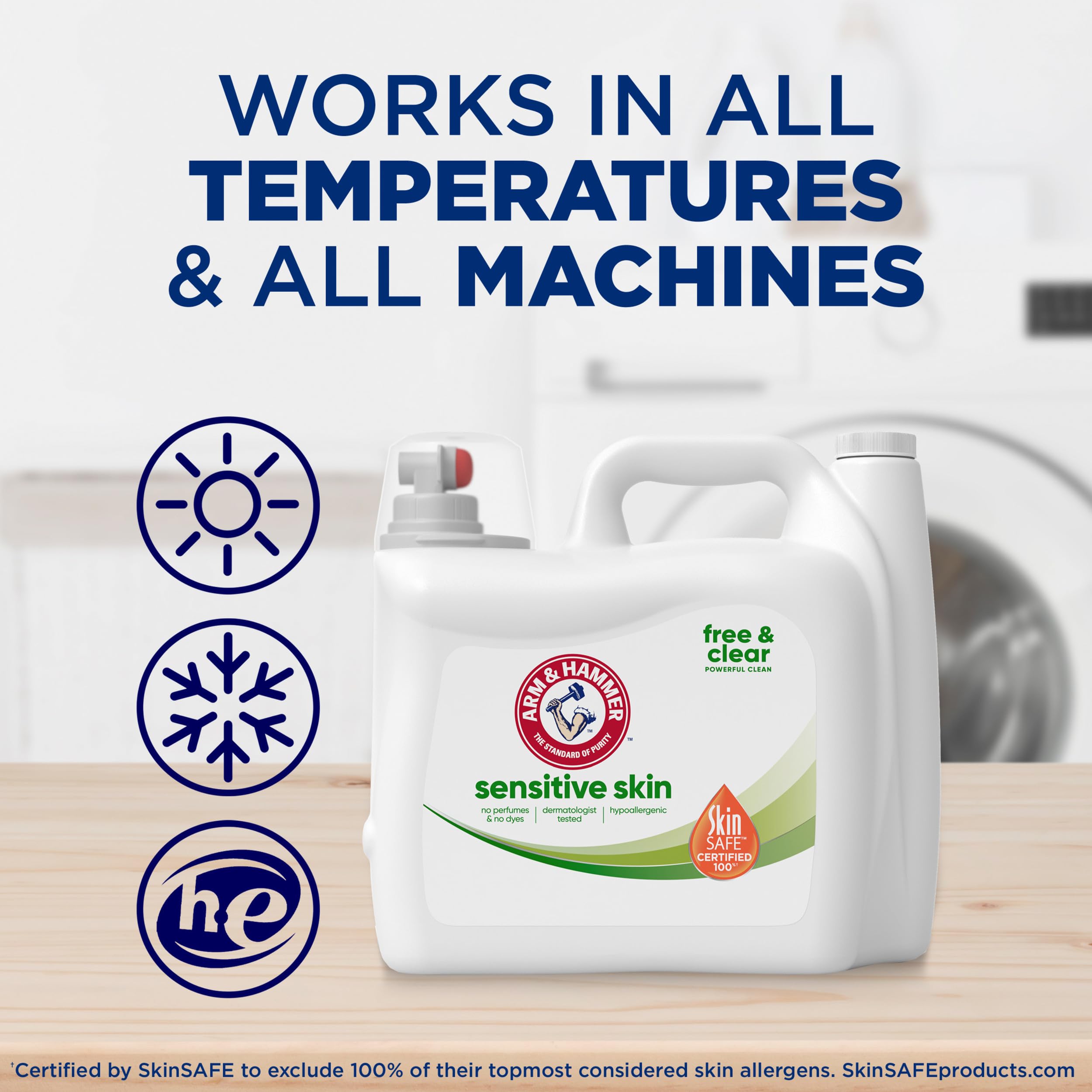 ARM & HAMMER Sensitive Skin Free Clear, 140 Loads Liquid Laundry Detergent, 140 Fl oz - Image 8