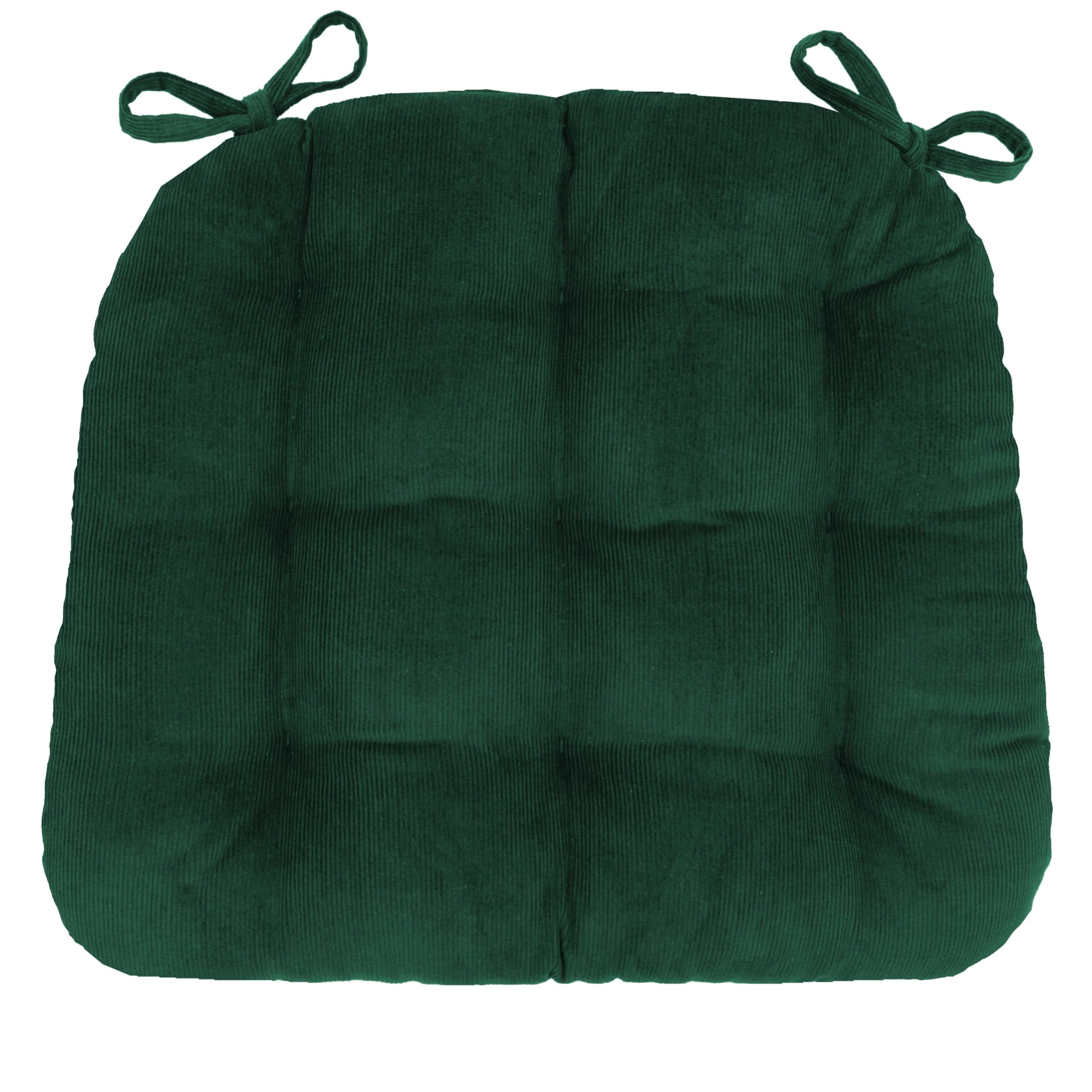 Barnett Home Decor Dining Chair Pad with Ties Corduroy Hunter Green -Size Medium 16.5 x 18 16.5 x 18 Chair Cushion - Latex Foam Fill Cushion,