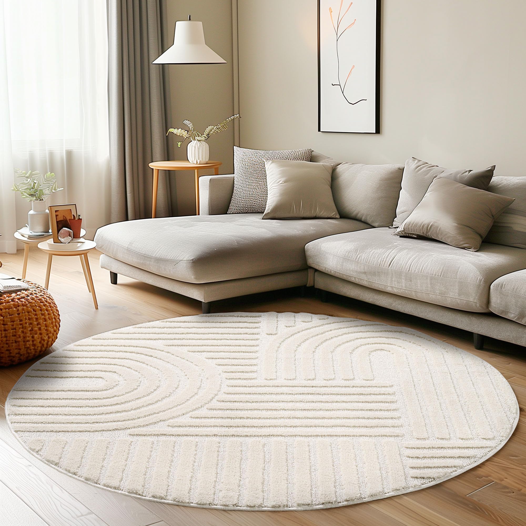 Carpettex Wohnzimmer Teppich Hochflor Skandi Boho Design Hoch-Tief Effekt Weicher Shaggy Langflor Flauschig