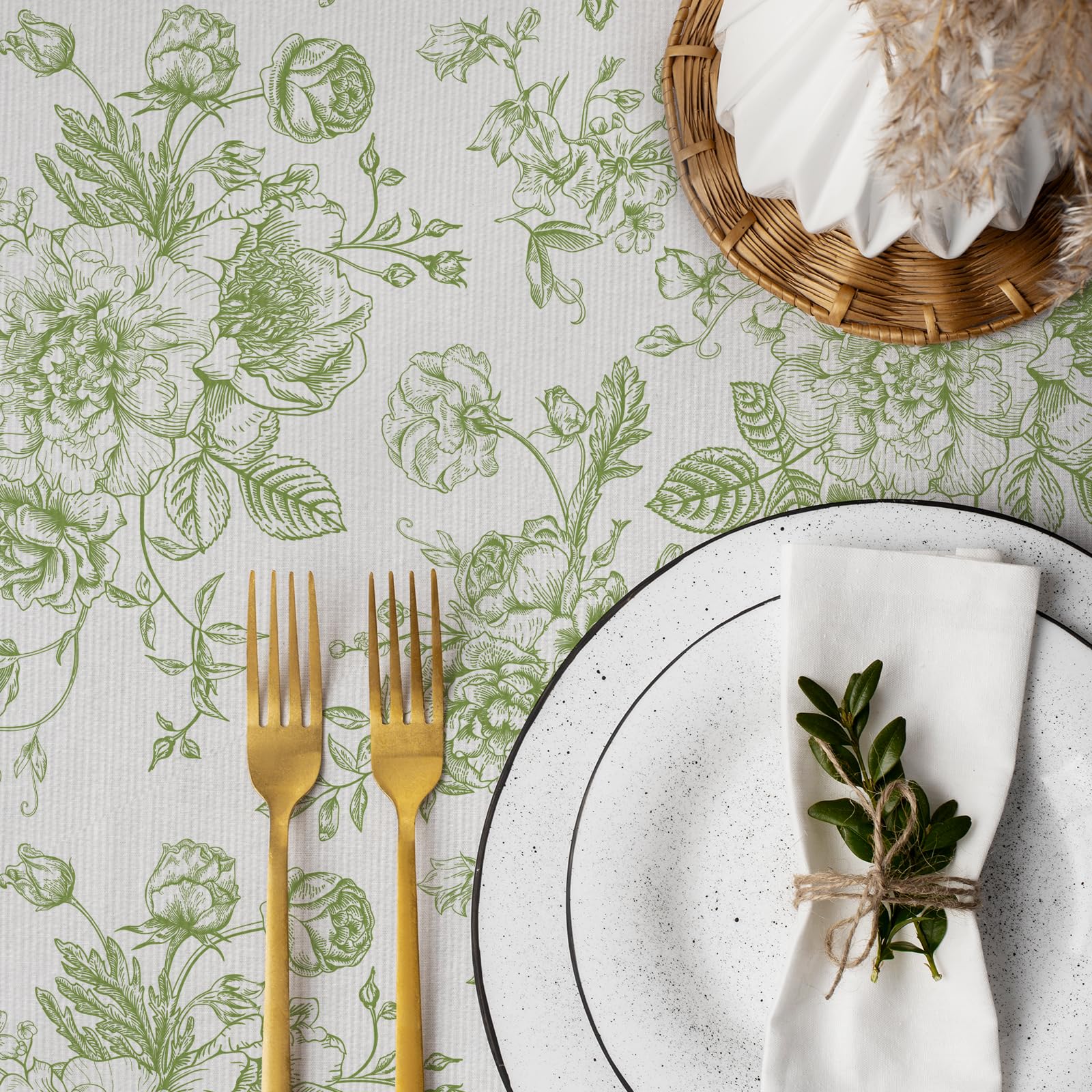 Tovaglia rettangolare con fiori da giardino, stile rustico, poliestere, vintage, lavabile, adatta per feste, picnic, mangiare, giardino, 140 x 180 cm