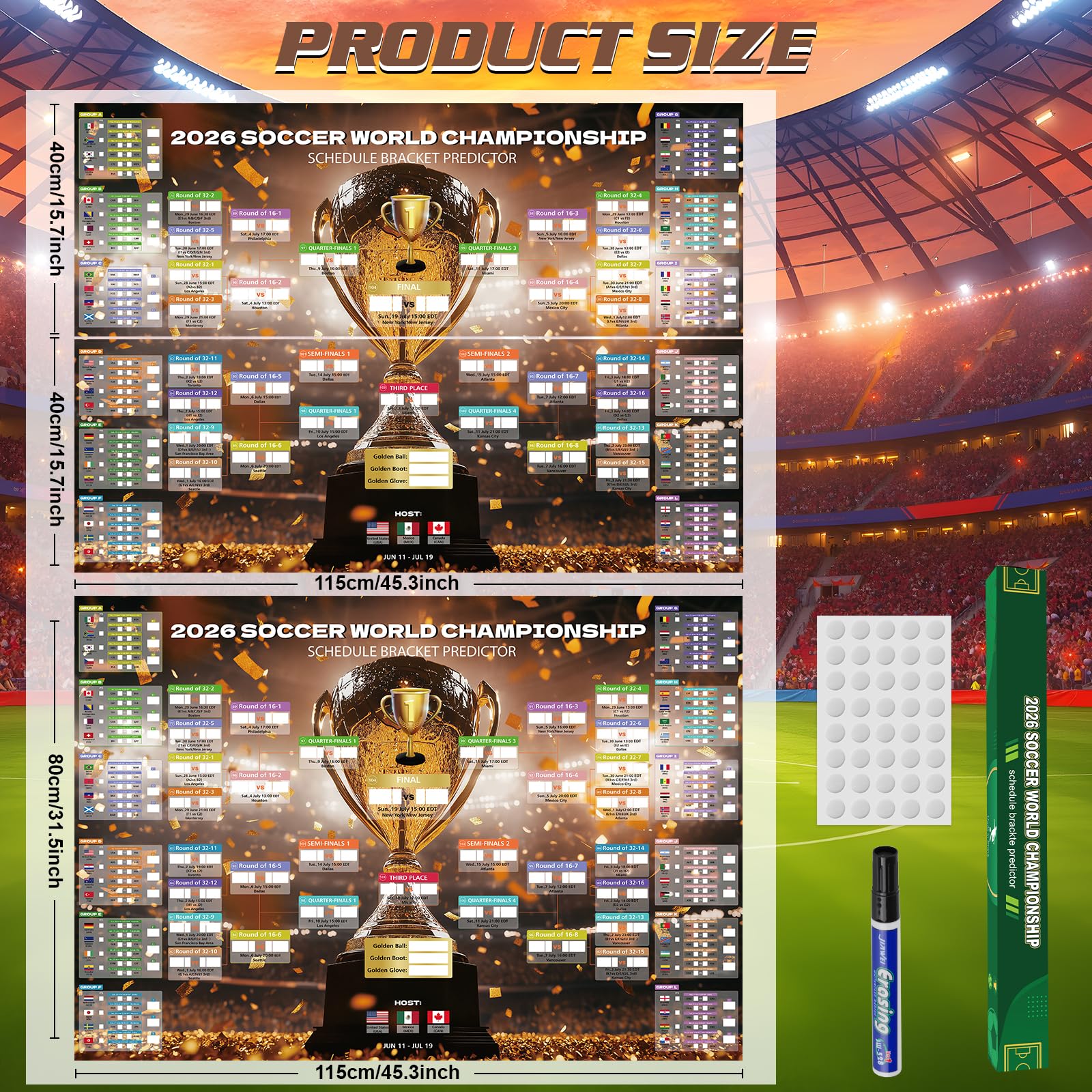 Amazon.com: Koncifun 2026 World Soccer Cup Extra Large Schedule