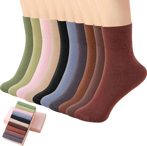 HUGSWEET Cotton Soft Comfy Crew Ankle above Socks for Women Gift 5-10 Pairs