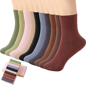 HUGSWEET Thin Soft Cotton Crew Socks for Women Ankle above Bootie Socks Gifts for Women 5-10 Pairs