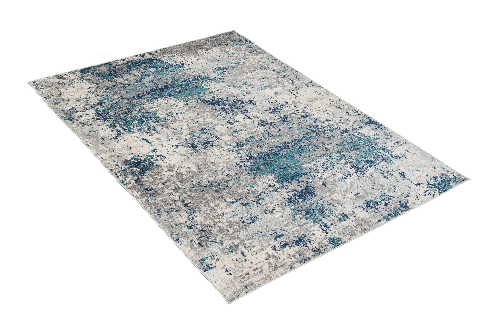 TAPISO Denver Tapis de Salon Chambre Salle à Manger Adulte Bureau Design Moderne Bleu Marine Gris Moucheté Motif Abstrait Doux Poil Court Frise Confortable 240 x 330 cm