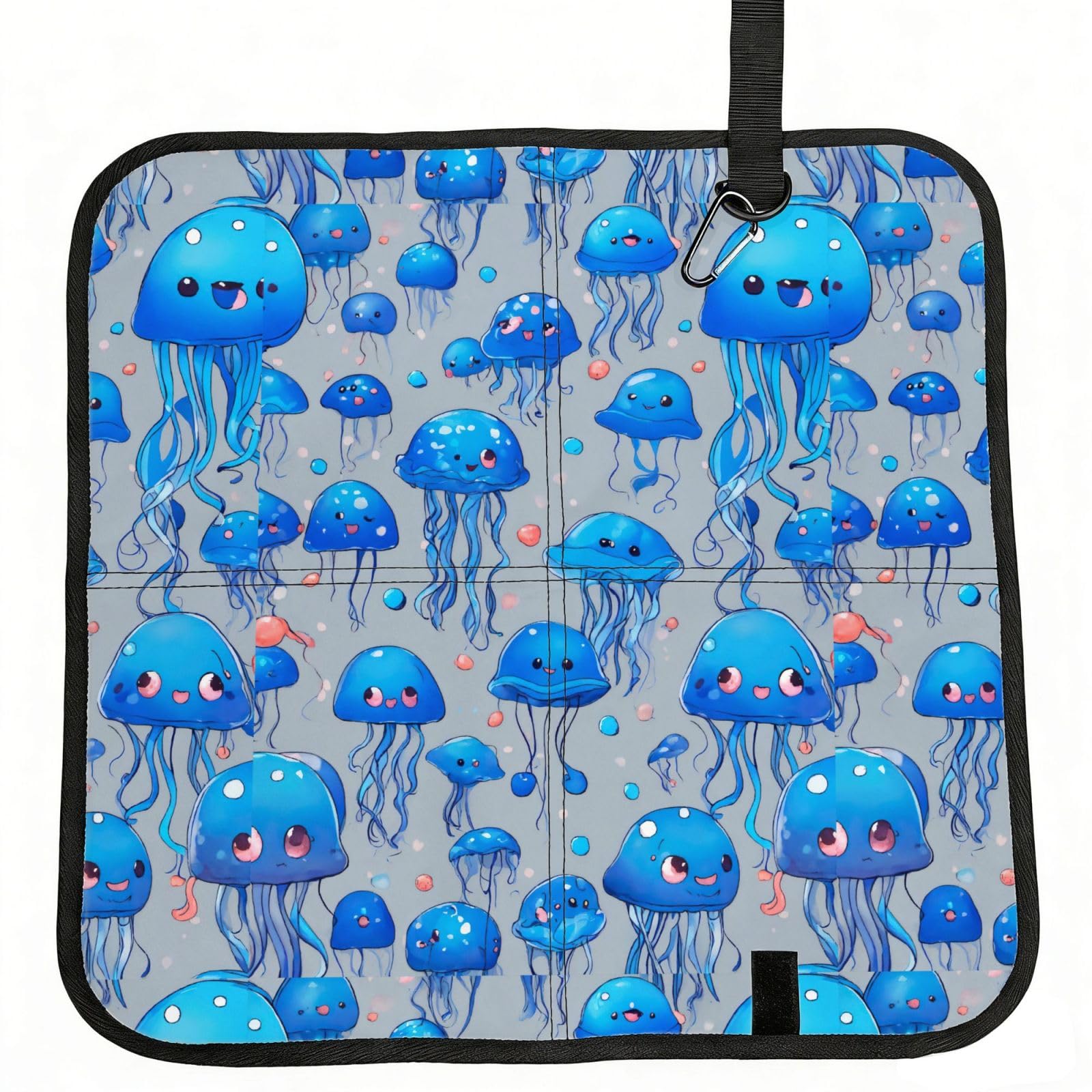 KAPPTYY Colorful Jellyfish Printed Bleacher Seat Cushion PE Foam Filling, Foldable Sitting Pad for Concert Stadium Events