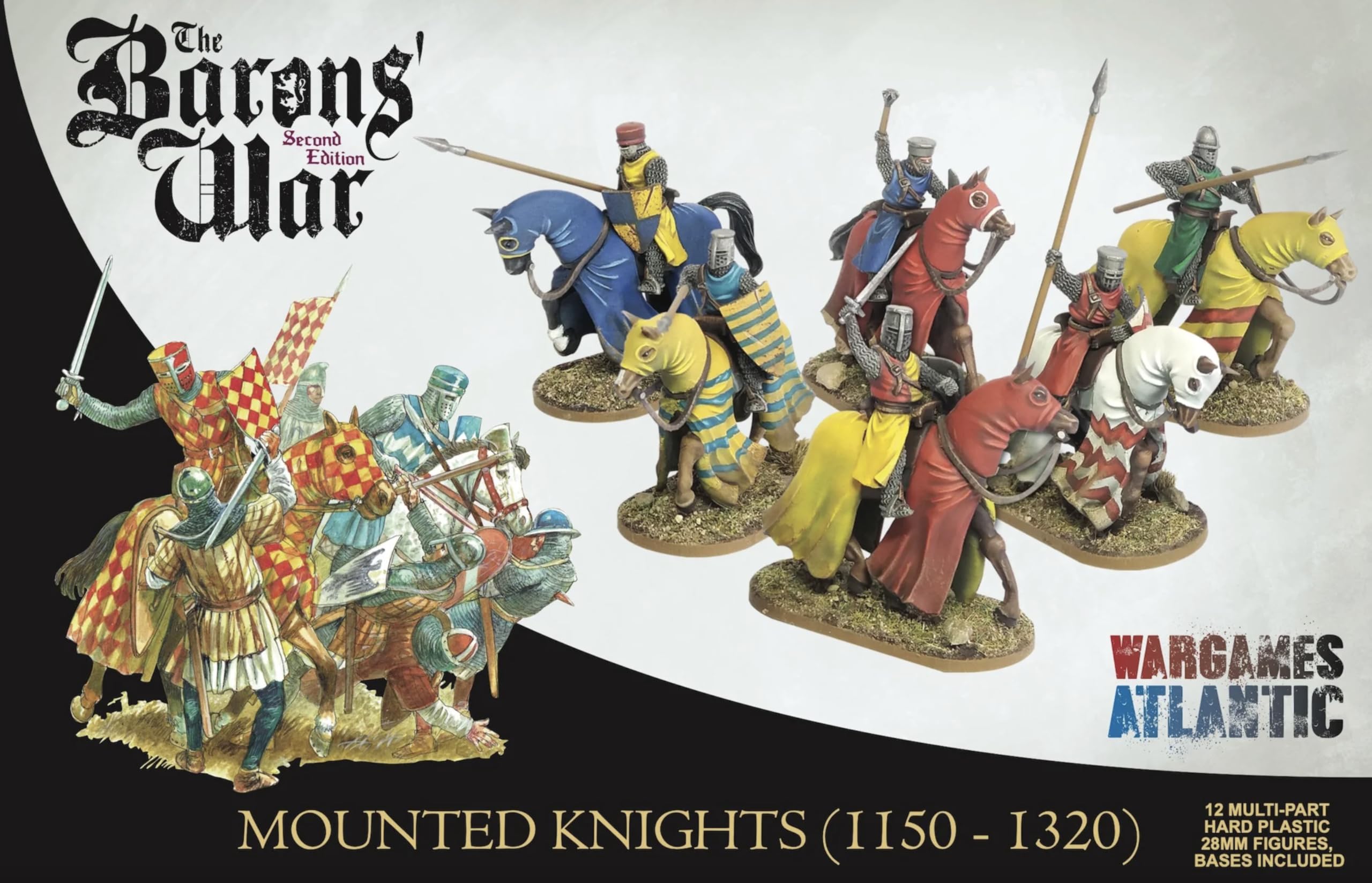 Wargames Atlantic, The Barons War, Mounted Knights (1150-1320), Multicolored, 5 cm x 6 cm