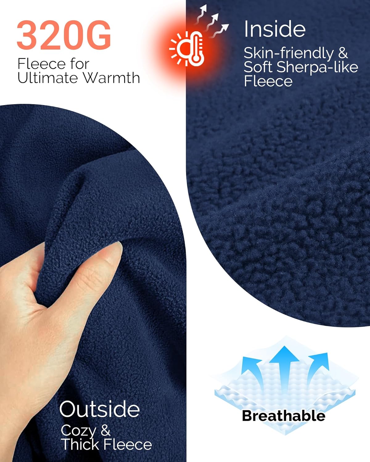 Outdoor Ventures Women's Full Zip Hooded Fleece Jacket Coat with 6 Pockets, Warm Soft Polar Fleece Casual Hoodie Sweatshirt - Image 6