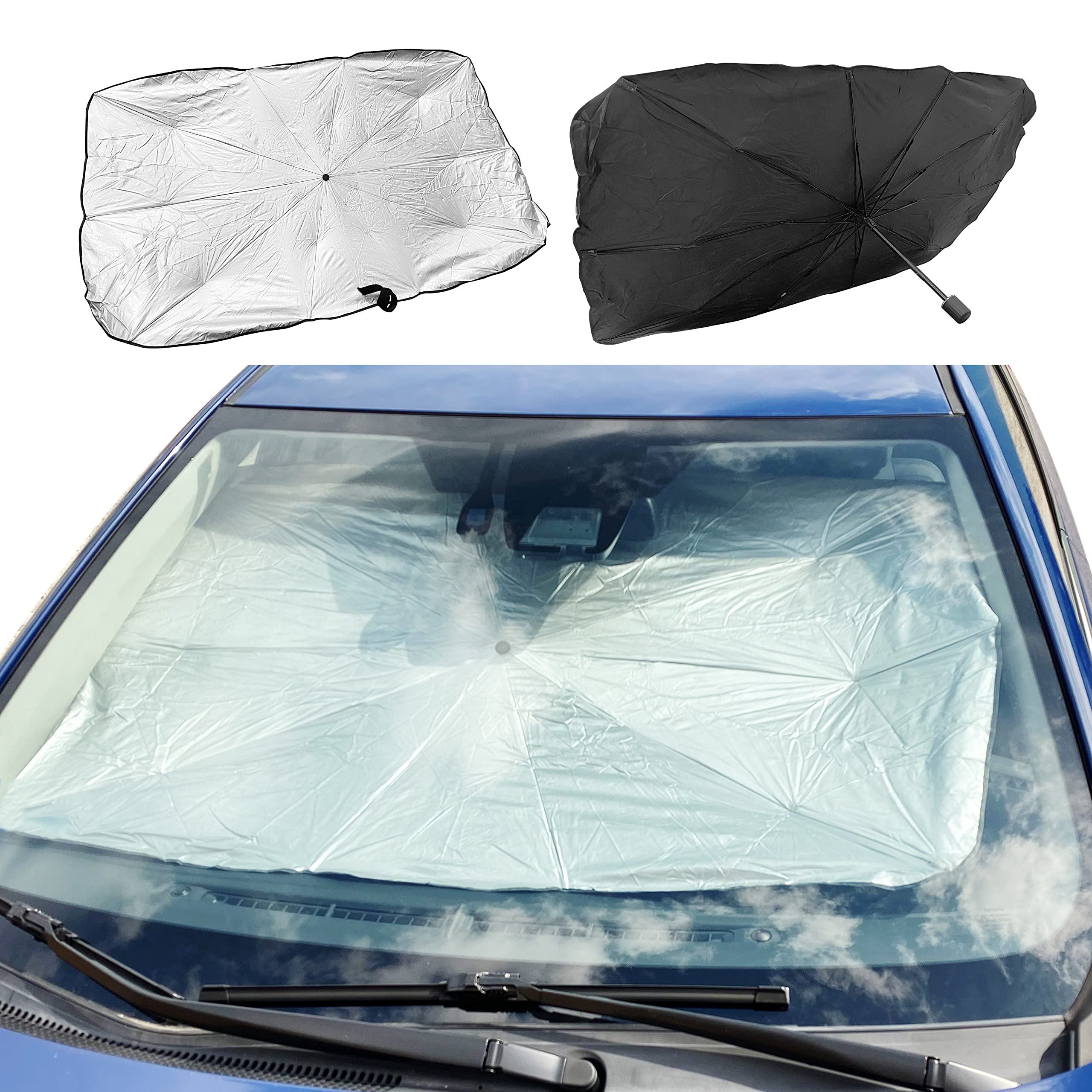 Enerfero faltbarer Sonnenschutz für Auto, Vorderseite, zusammenklappbar, Sonnenschirm für Auto, Sonnenschutz für Windschutzscheibe, für Sonne vorne
