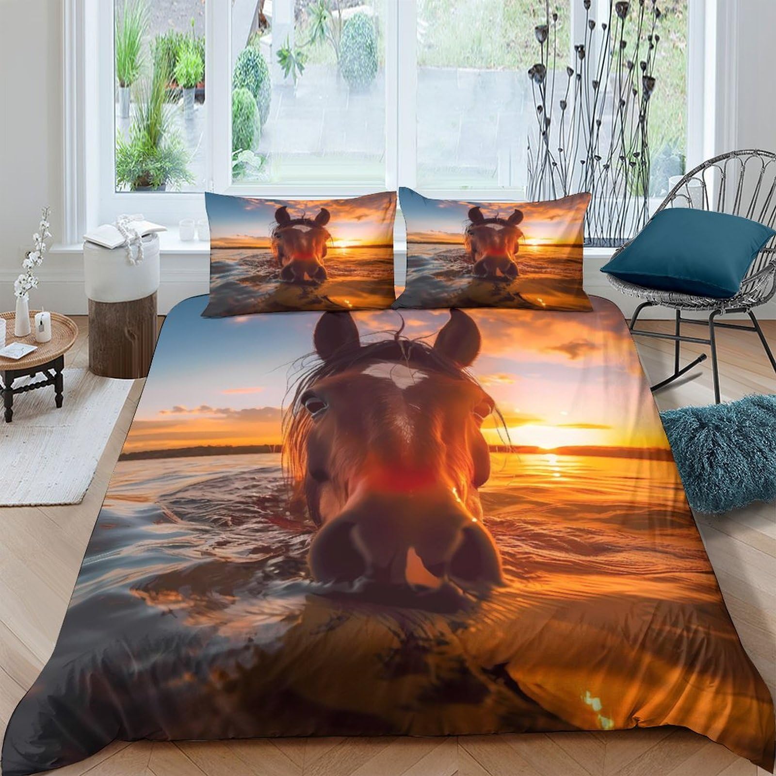 Ctjqhvkz Style-9 3D Printed Sunset Beach Lovers Fitted Sheet Microfiber Soft Decor Romantic Silhouette Mattress Cover For Bedroom Single（135X200cm）