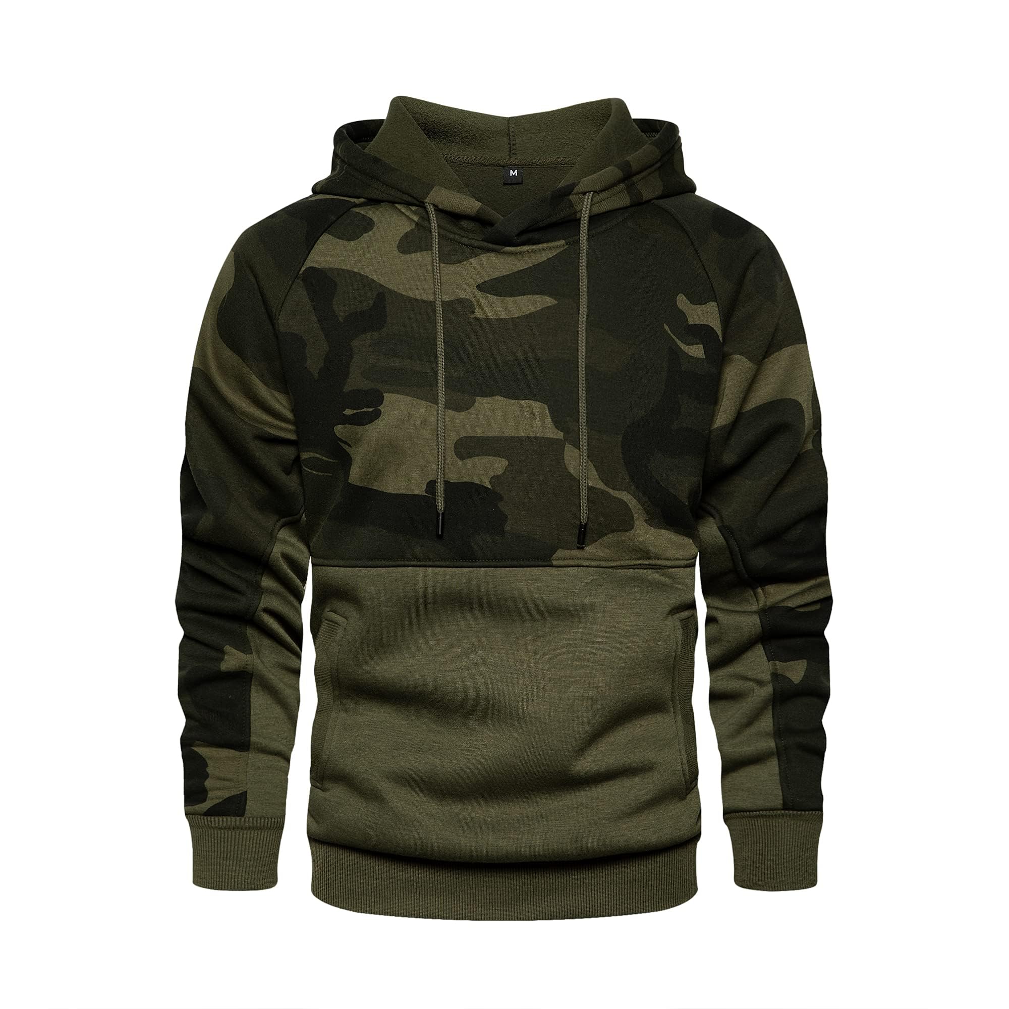 Men's Solid Pullover Hoodies Sports Soft Blend Fleece Hooded Sweatshirts with Kangaroo Pocket