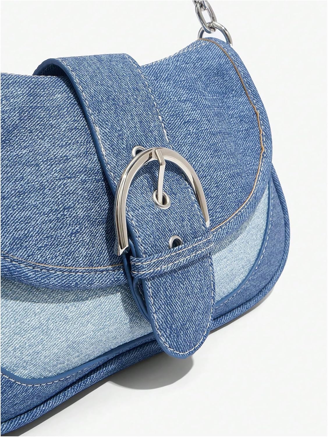 Verdusa Women's Flap Shoulder Bags Denim Handbags Underarm Satchel Handbag - Image 5