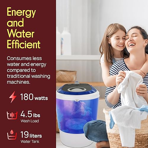 Miniatura 4 de Pyle - Versión actualizada de la lavadora portátil - Carga superior portátil, mini lavadora, lavadora silenciosa, controlador rotativo, 110V - Para